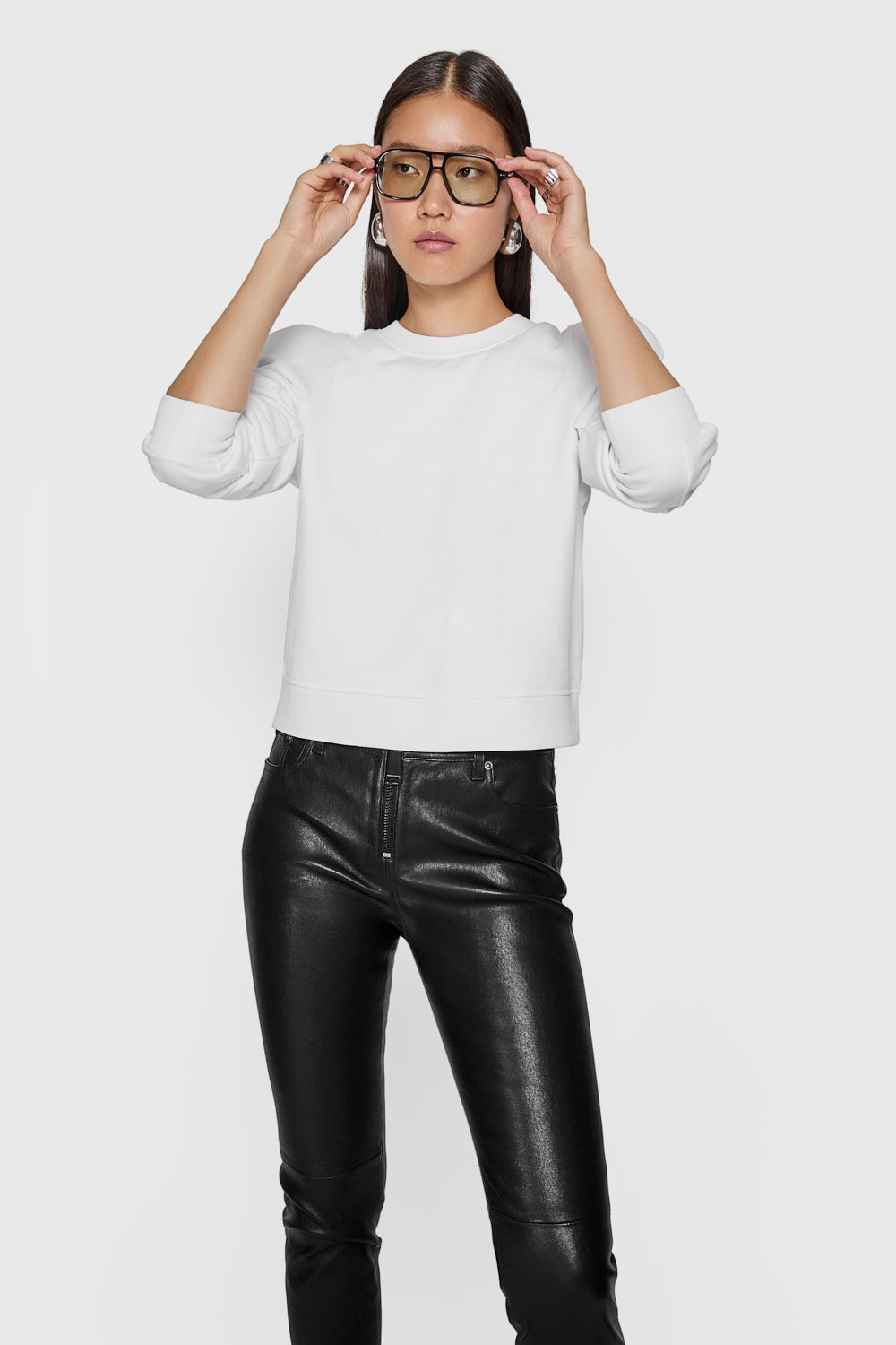 Rebecca Minkoff Jade Sculpted Sweatshirt In Bright White - Size XS