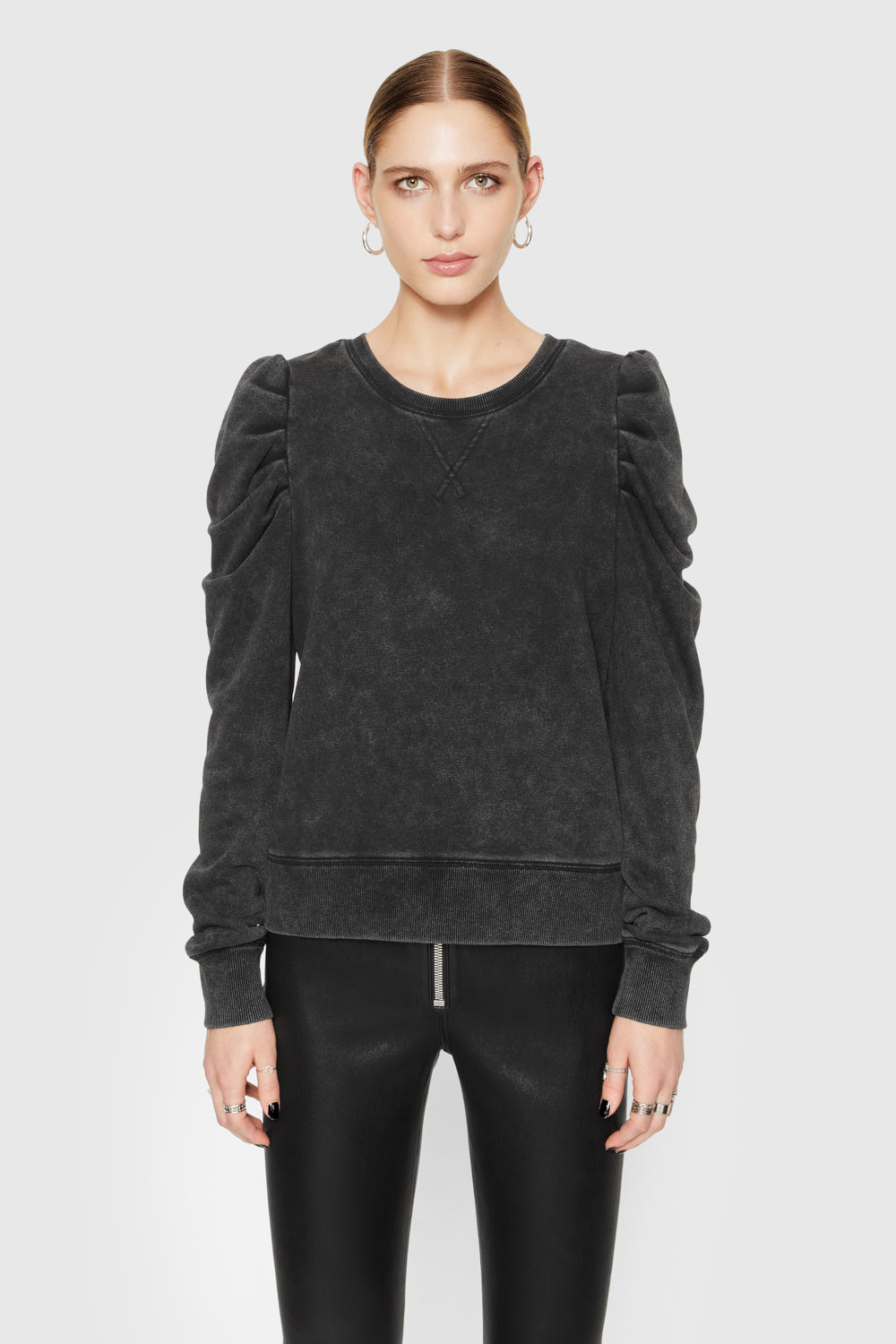 Rebecca Minkoff Janine Sweatshirt In Acid Wash Black - Size XS