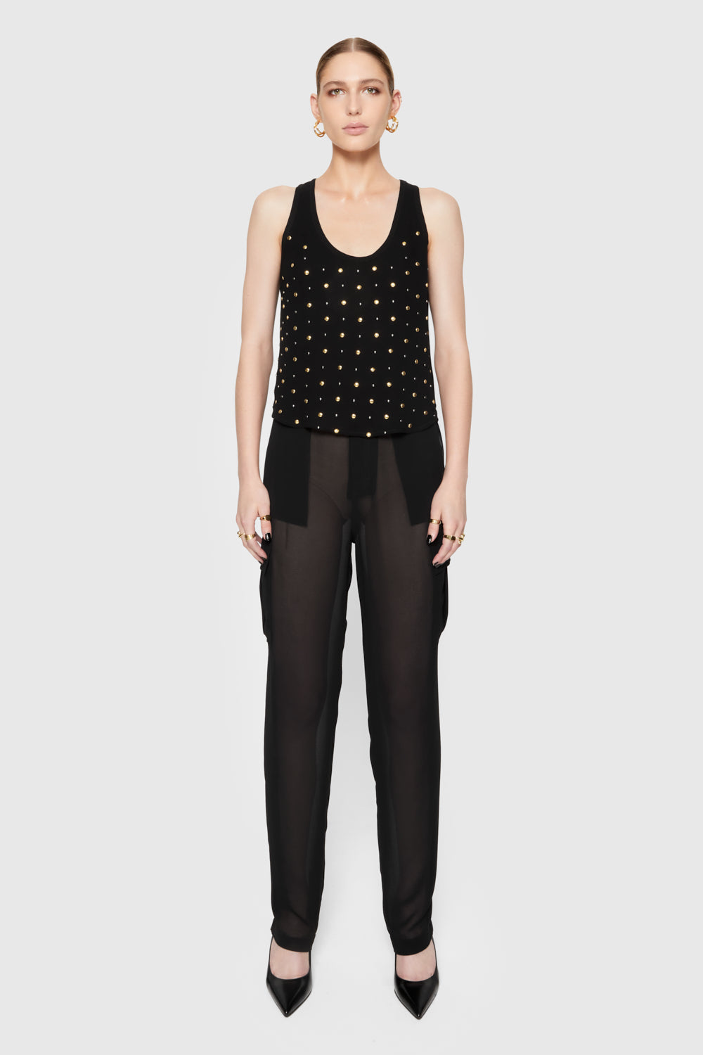 Rebecca Minkoff Presley Sheer Cargo Pant In True Black - Size 4