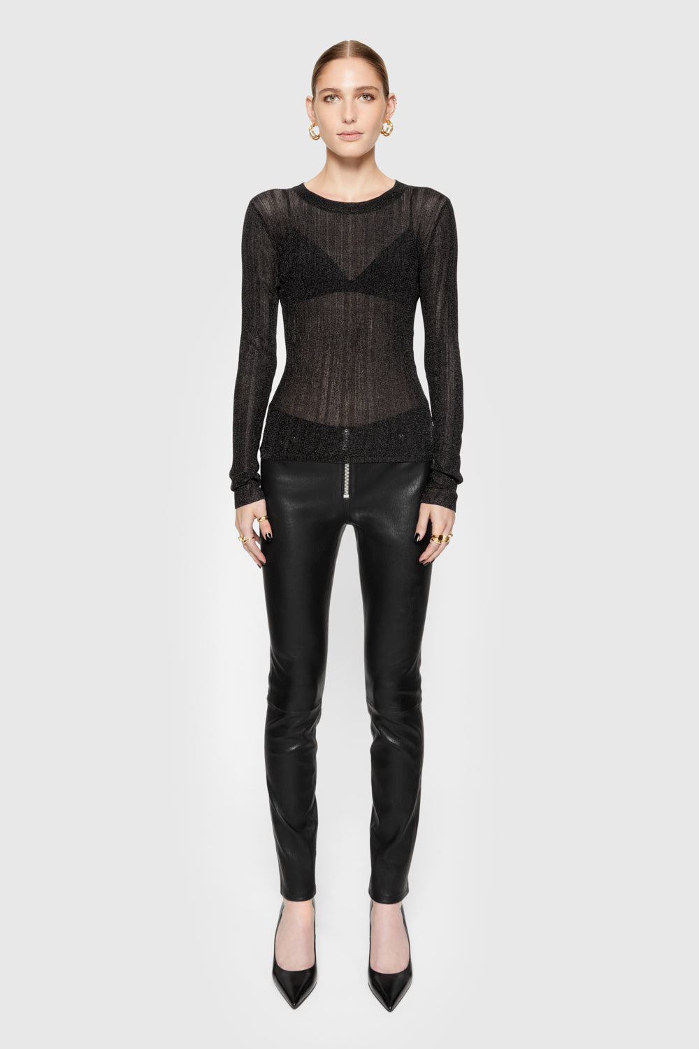 Rebecca Minkoff Ziggy Leather Pant In Black - Size 4