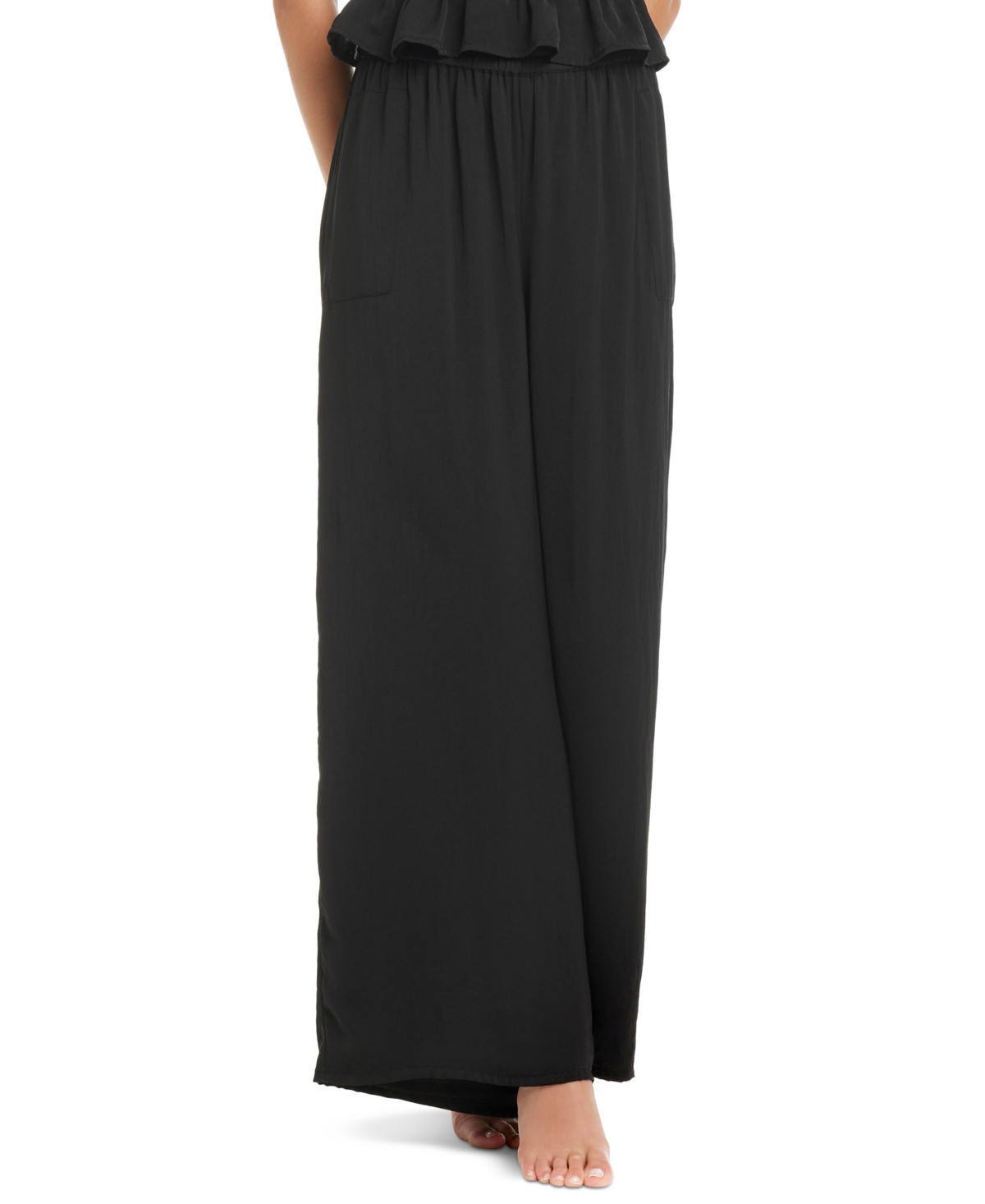 Red Carter Women's Shirred-Waist Wide-Leg Cover-Up Pants - Black