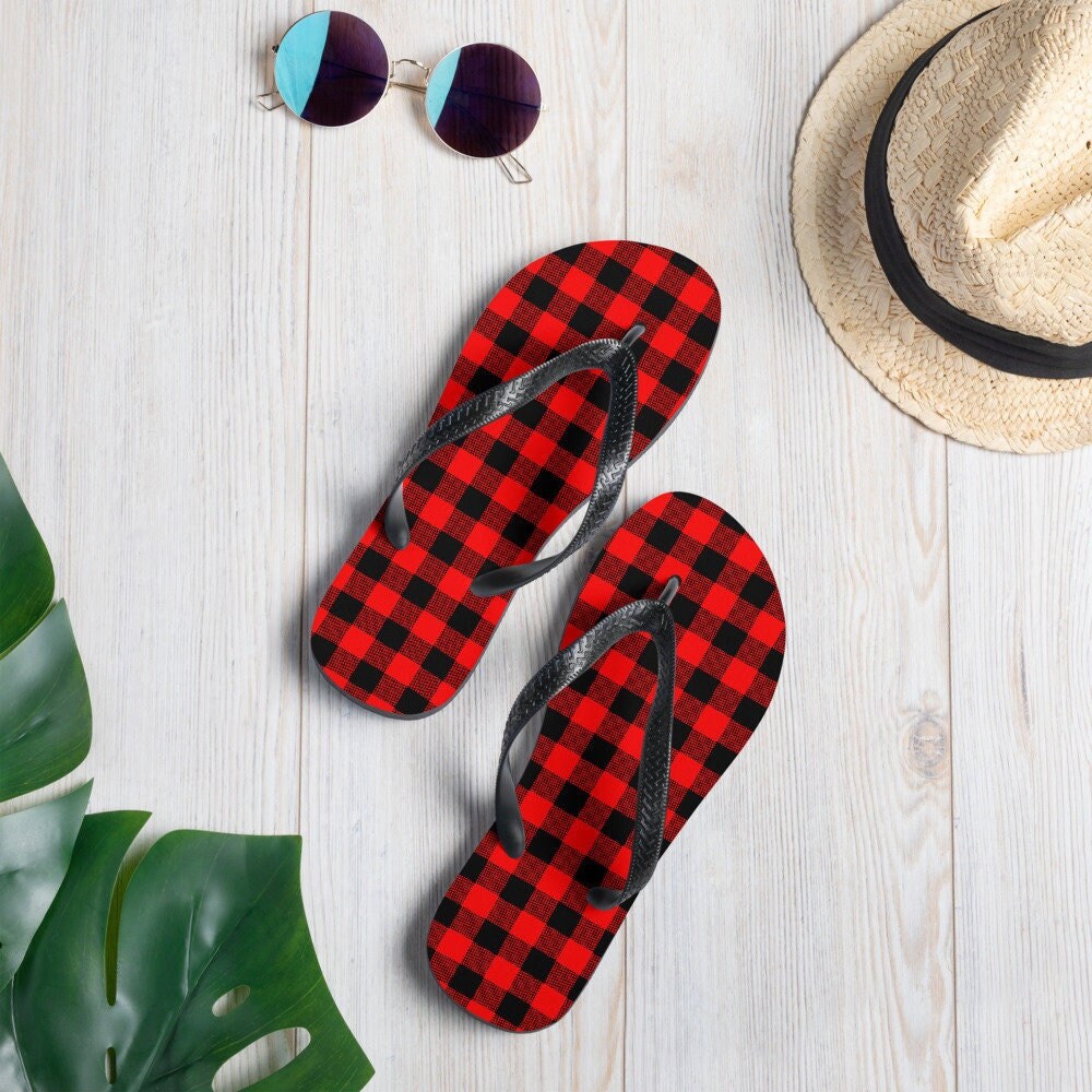 Red Flannel Style Flip-Flops