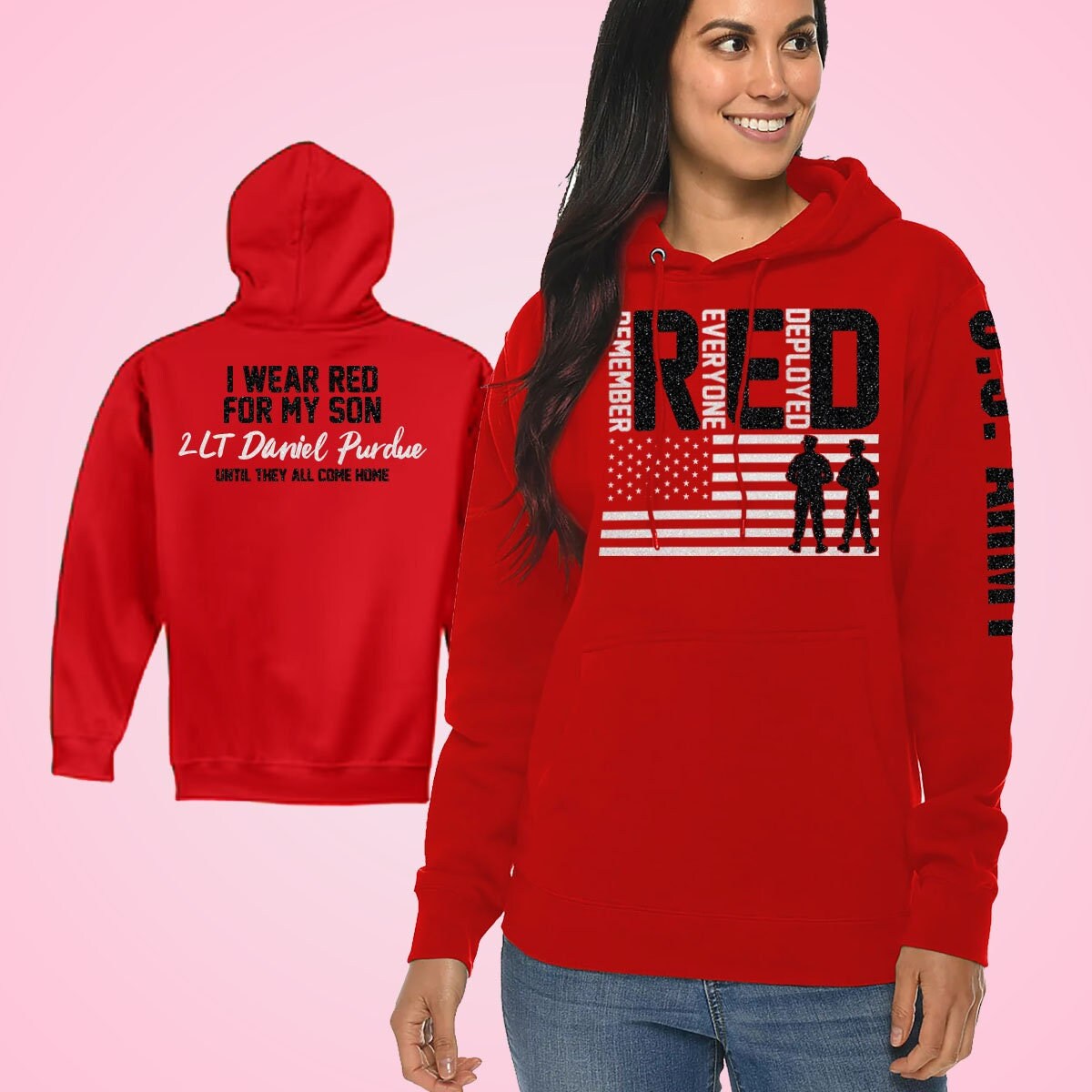 Red Friday Hoodie | Army Mom Sweatshirt, Remember Everyone Deployed Hooded Sweatshirt