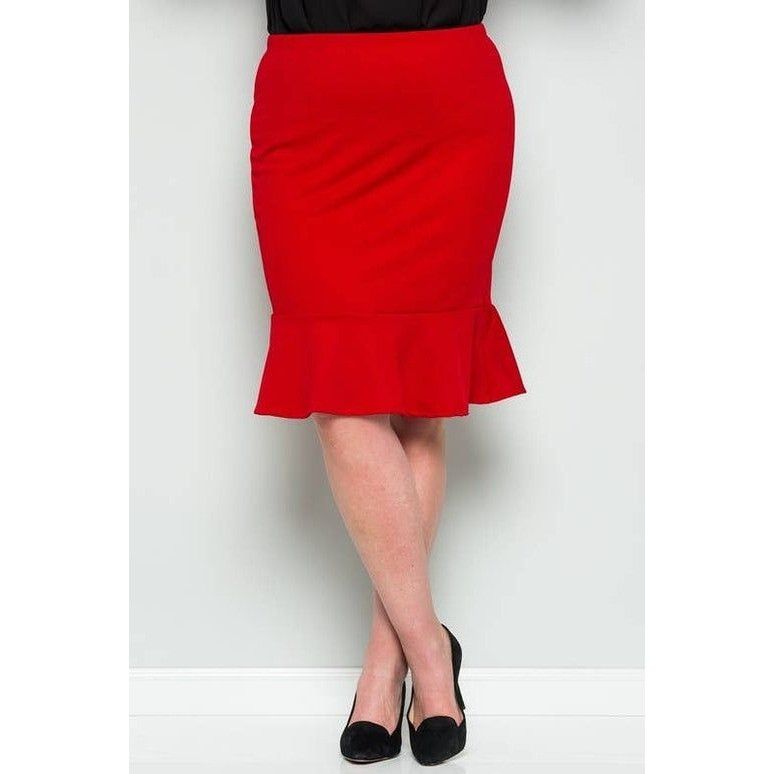 Red Ruffle Mermaid Skirt By Amie 1X (Other Sizes Available), Women's