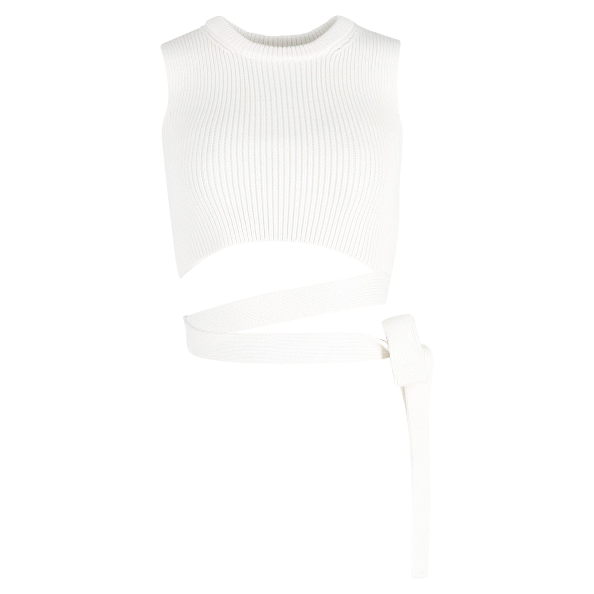 Red Valentino Knit Wrap Around Tank Top in White Cotton