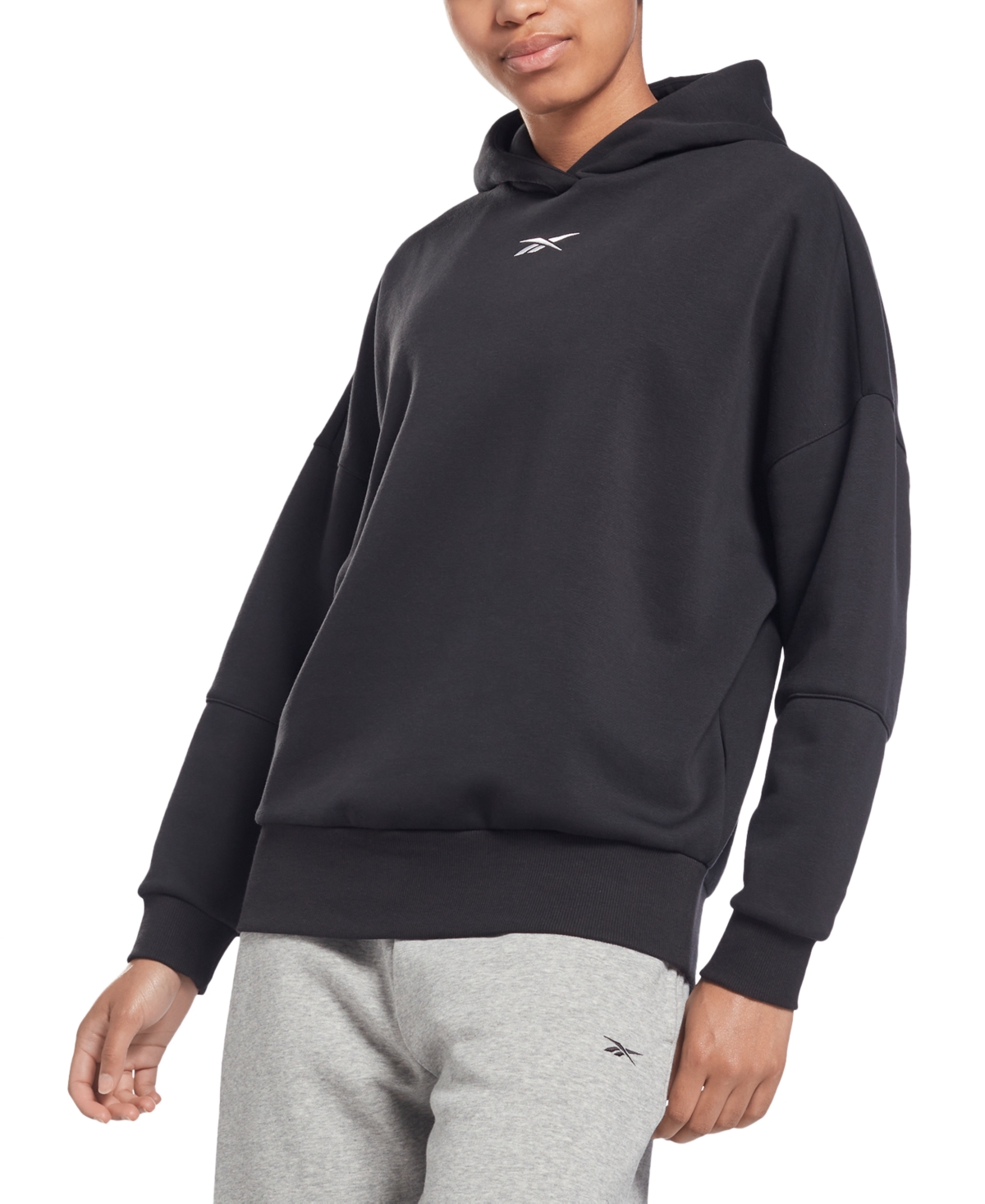 Reebok Women's Lux Oversized Sweatshirt Hoodie, A Macy's Exclusive - Black