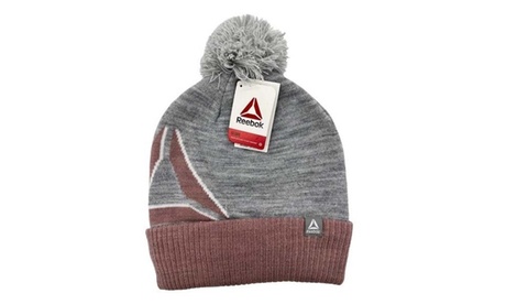 Reebok Women'sLogo Intarsia Pom Beanie Light Grey Grey