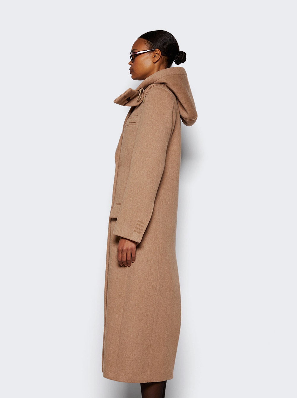 Reed Hooded Brushed Melange Wool Coat