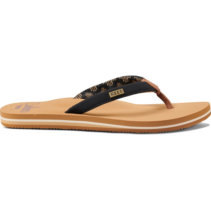 Reef Women's Cushion Sand Flip-Flops Beige/Black, 8 - Hanging Summer Seasonal at Academy Sports