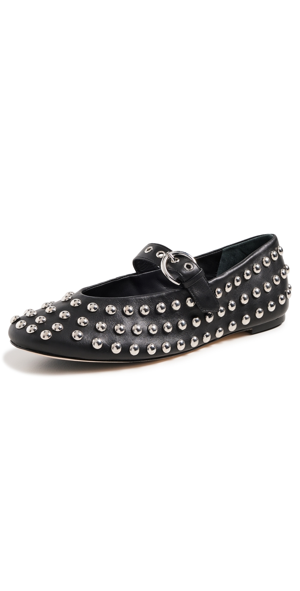 Reformation Bethany Ballet Flats Black Dome Studs 6