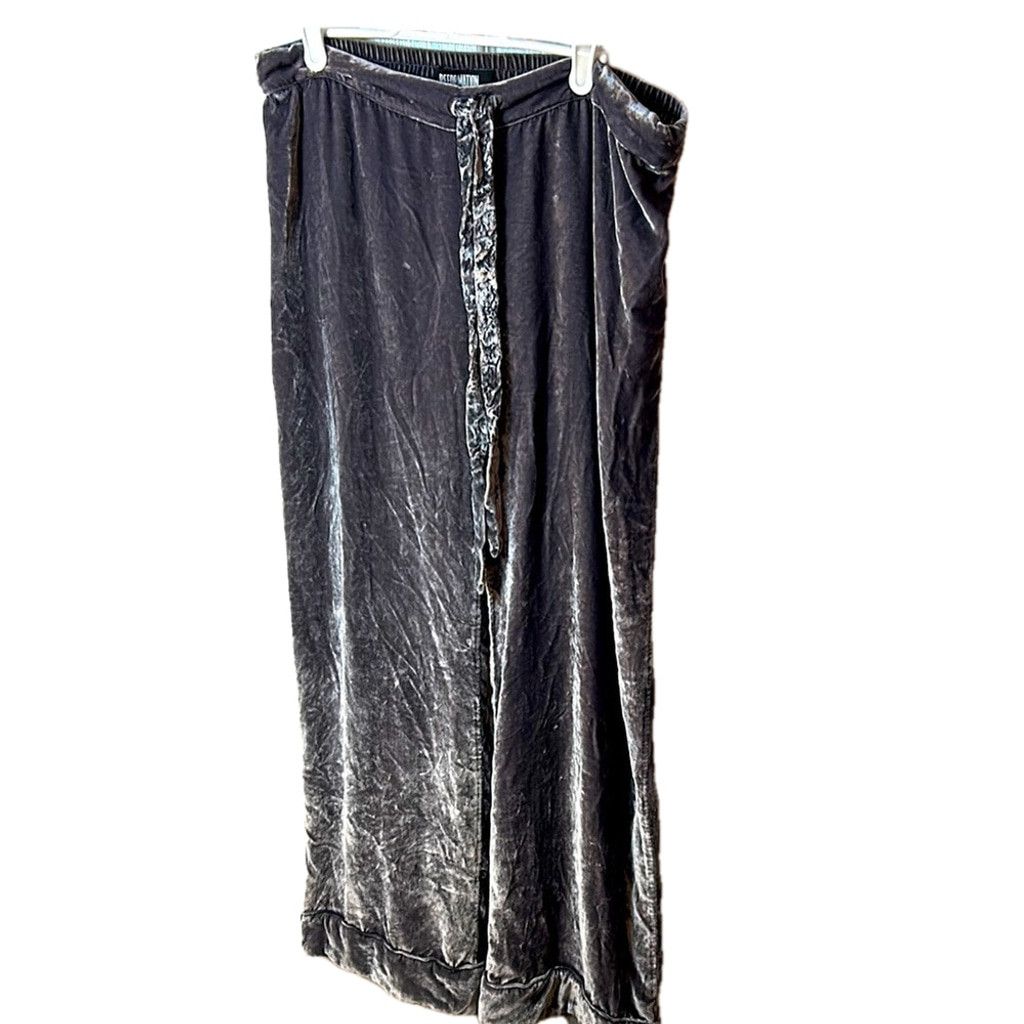 Reformation Crushed Velvet Wide-Leg Pants Purple Size Medium in Grey, Women's