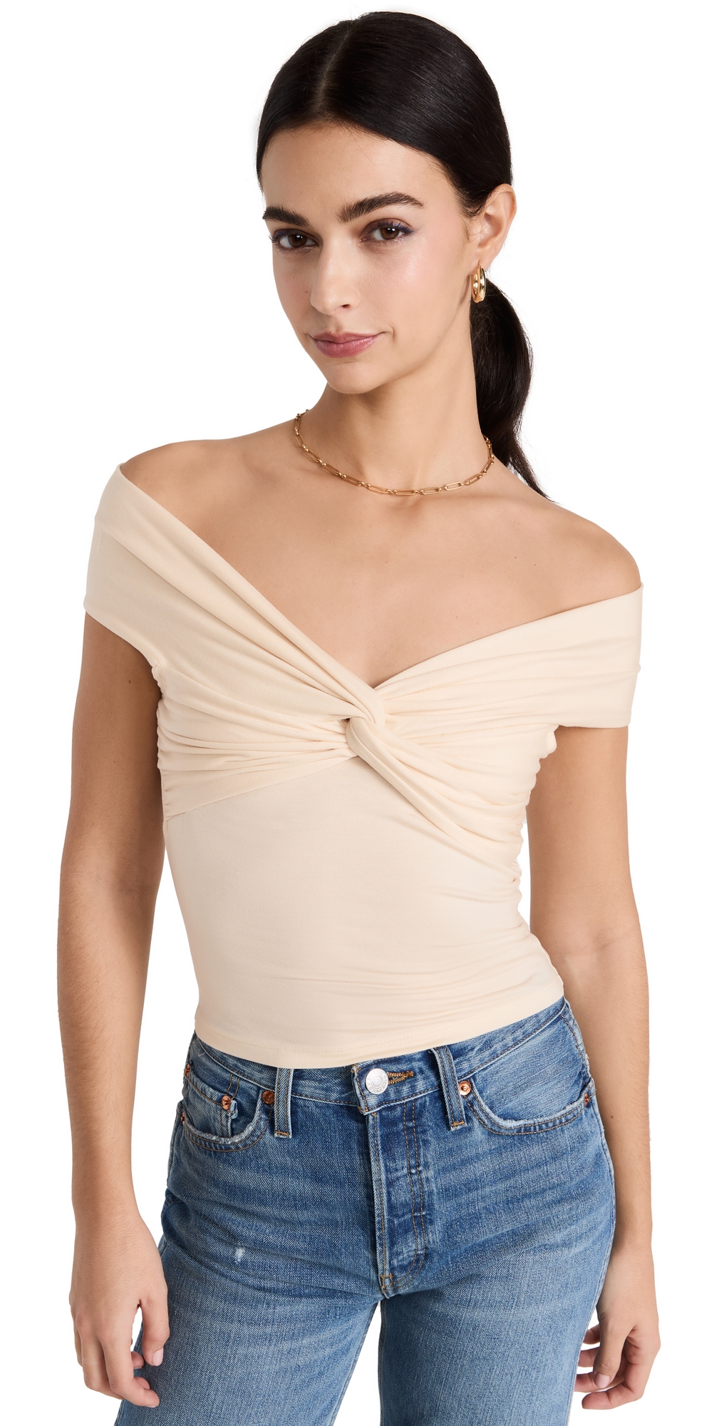 Reformation Ezlynn Knit Top Cream S