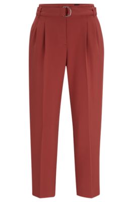 Regular-fit cropped trousers in crease-resistant crepe- Dark Red Women's Formal Pants size 6