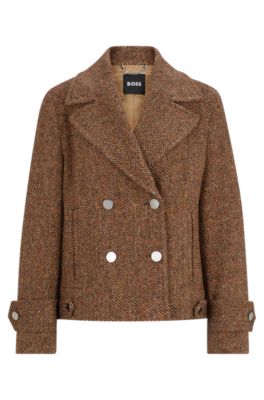 Regular-fit double-breasted coat in herringbone tweed- Patterned Women's Formal Coats size 4