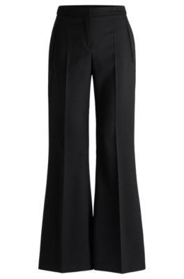 Regular-fit flared trousers in wool twill- Black Women's Formal Pants size 4