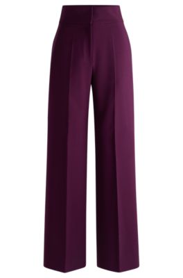 Regular-fit high-waisted trousers with flared leg- Purple Women's Formal Pants size 0