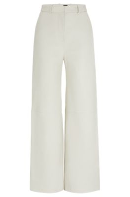 Regular-fit leather trousers with wide leg- White Women's Casual Pants size 0