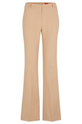 Regular-fit trousers in stretch fabric with bootcut leg- Light Beige Women's Formal Pants size 4