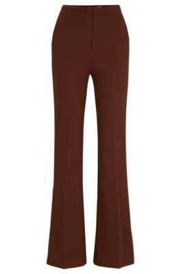 Regular-fit trousers in stretch twill with flared leg- Brown Women's Formal Pants size 12