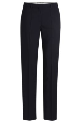 Regular-fit trousers in virgin wool- Dark Blue Women's Formal Pants size 4