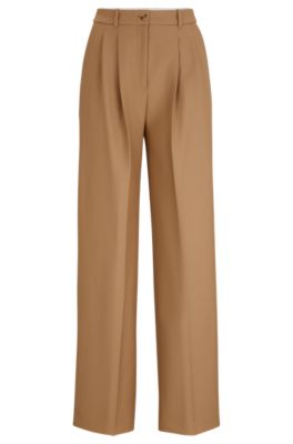 Regular-fit trousers in virgin-wool twill- Beige Women's Formal Pants size 2