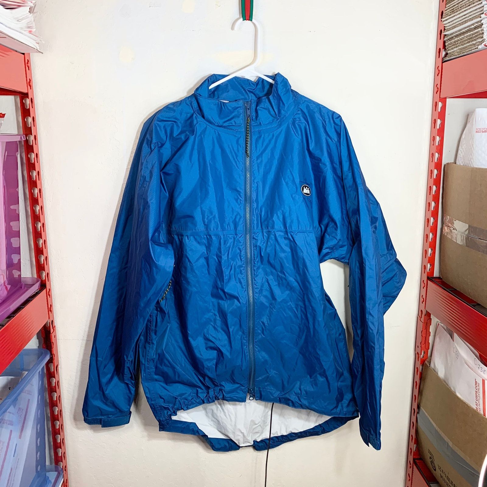 Rei Jacket Blue Windbreaker Full Zip Unisex Size L, Women's