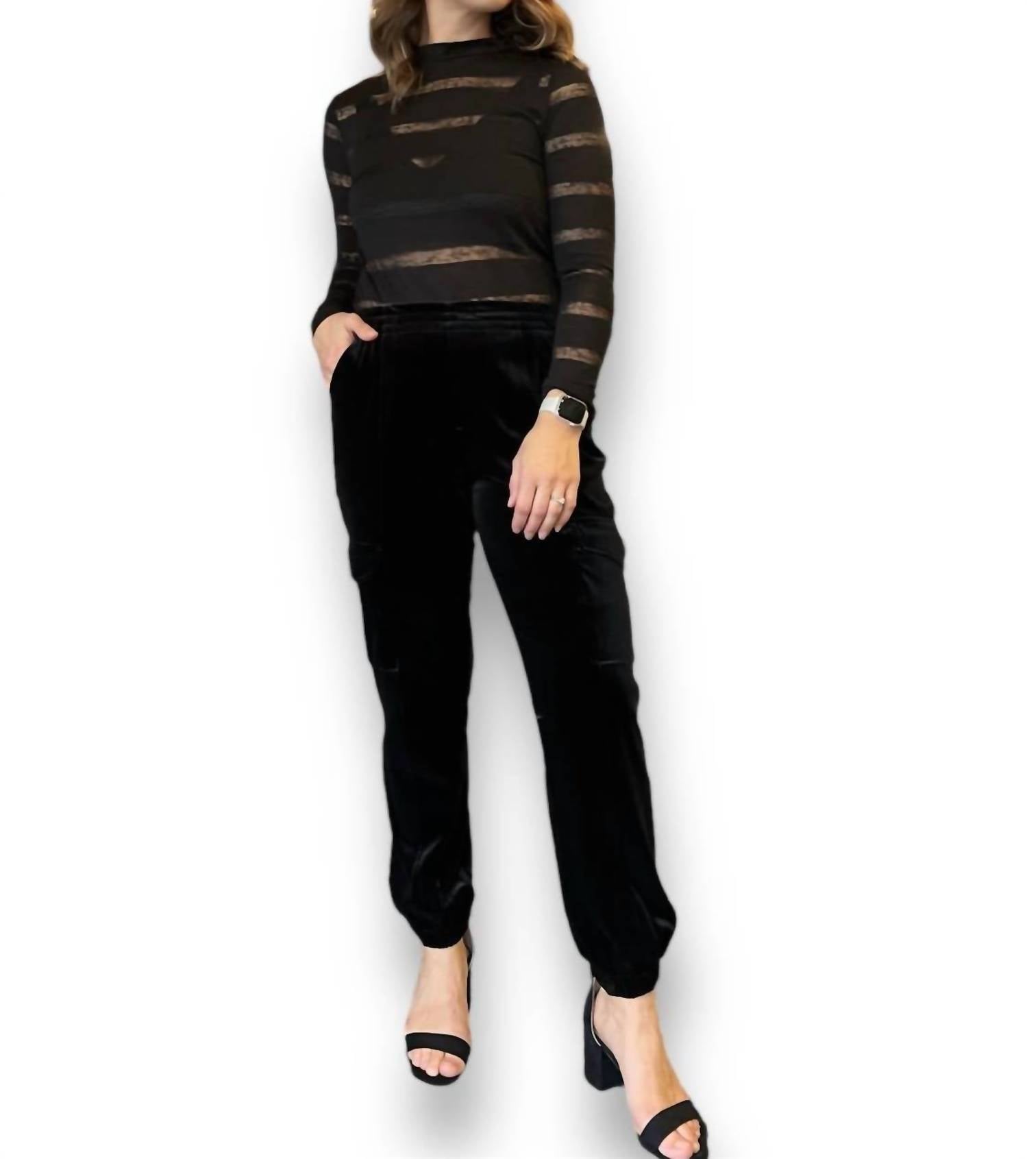 Relaxed Velvet Rebel Joggers Pants In Black