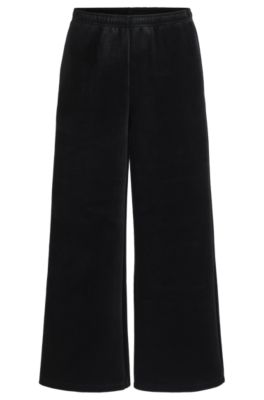 Relaxed-fit tracksuit bottoms in stretch velour- Black Women's Pants size L