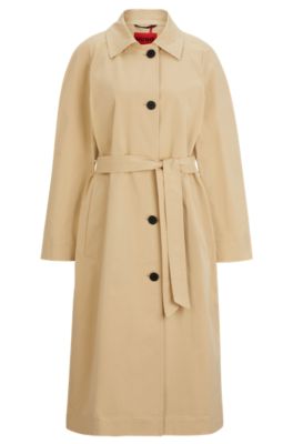 Relaxed-fit trench coat in stretch cotton- Light Beige Women's Formal Coats size 4