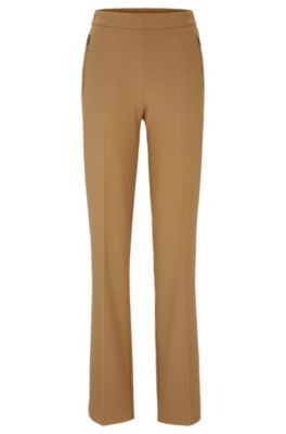 Relaxed-fit trousers with bootcut leg in stretch material- Beige Women's Formal Pants size 6