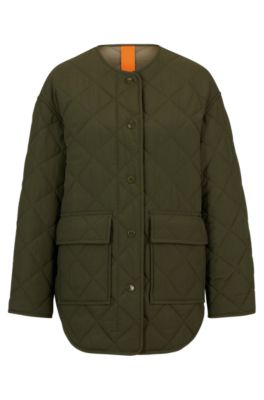 Relaxed-fit water-repellent quilted jacket- Dark Green Women's Casual Jackets size 0