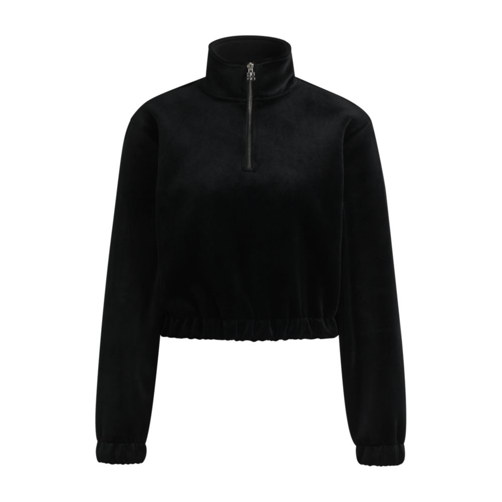 Relaxed-fit zip-neck sweatshirt in stretch velvet