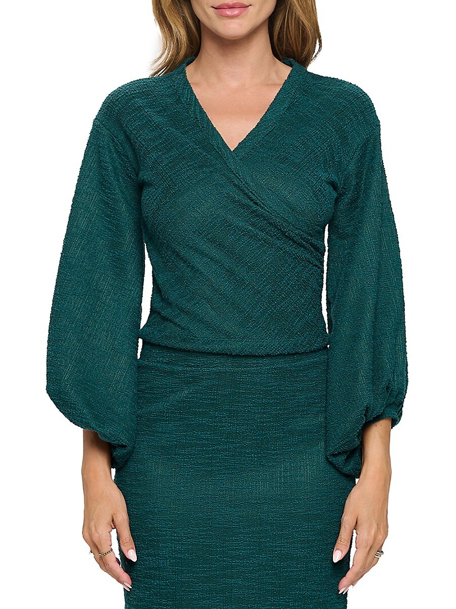 Renee C. Women's Faux Wrap Top - Hunter Green - Size S