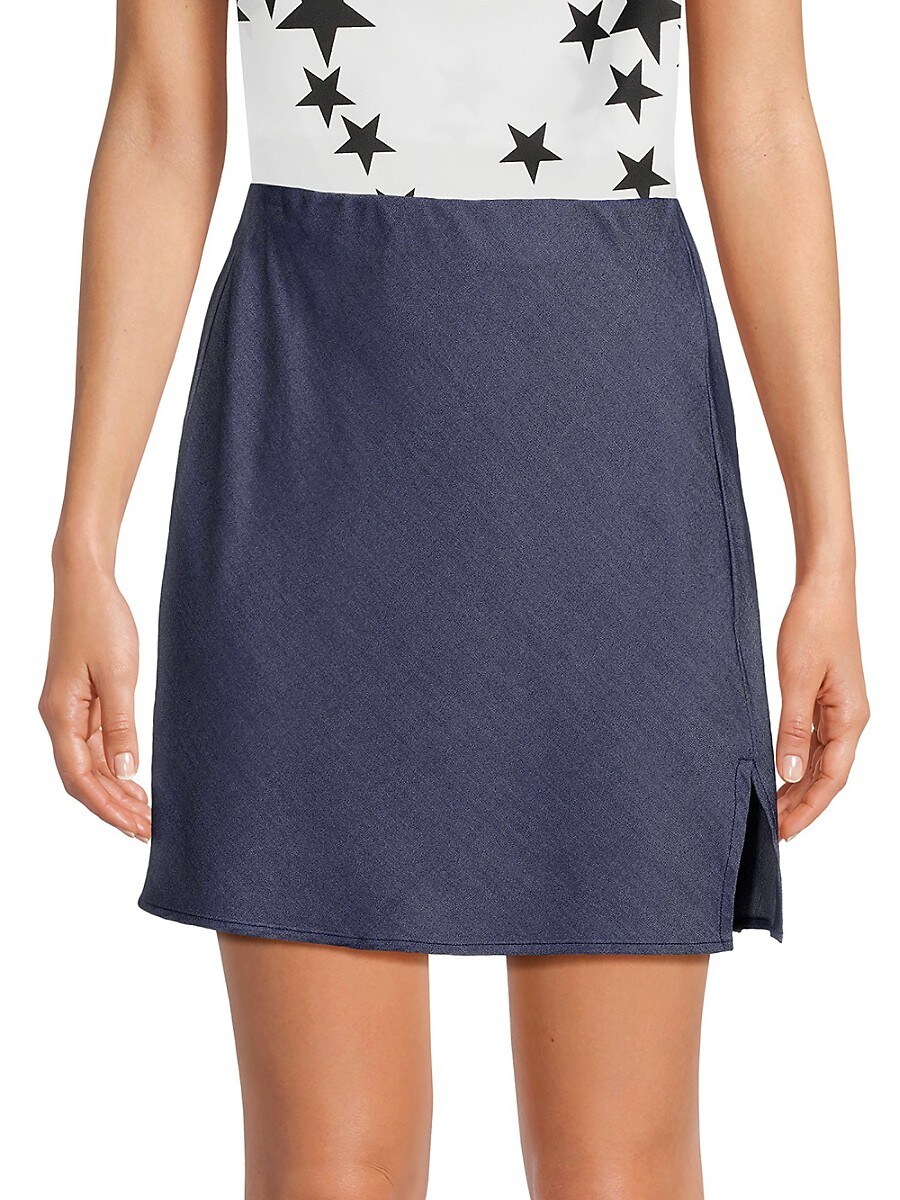 Renee C. Women's Satin Mini Skirt - Denim - Size S