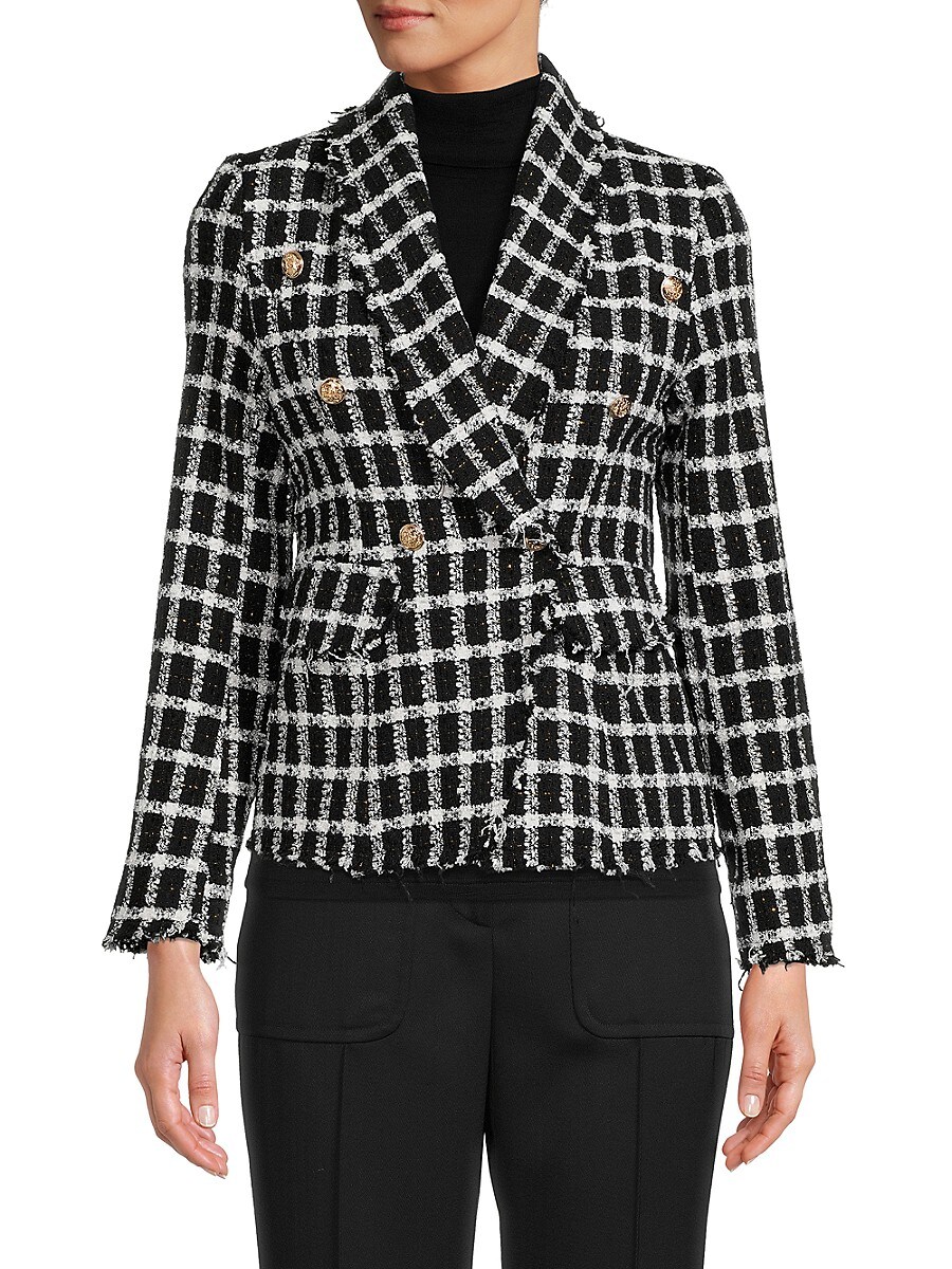 Renee C. Women's Tweed Checked Blazer - Black - Size S