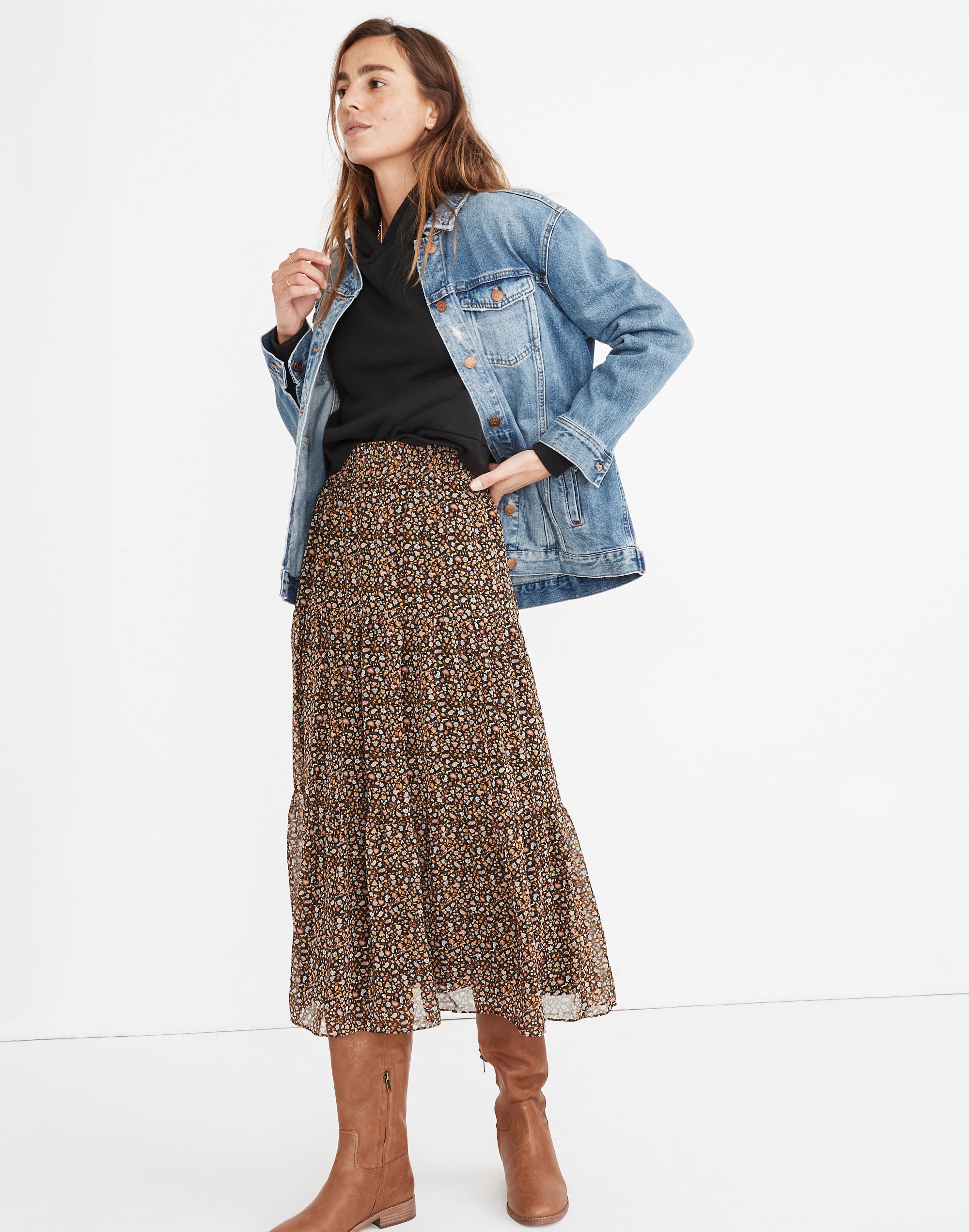 (Re)sourced Georgette Tiered Maxi Skirt in Folktale Paisley