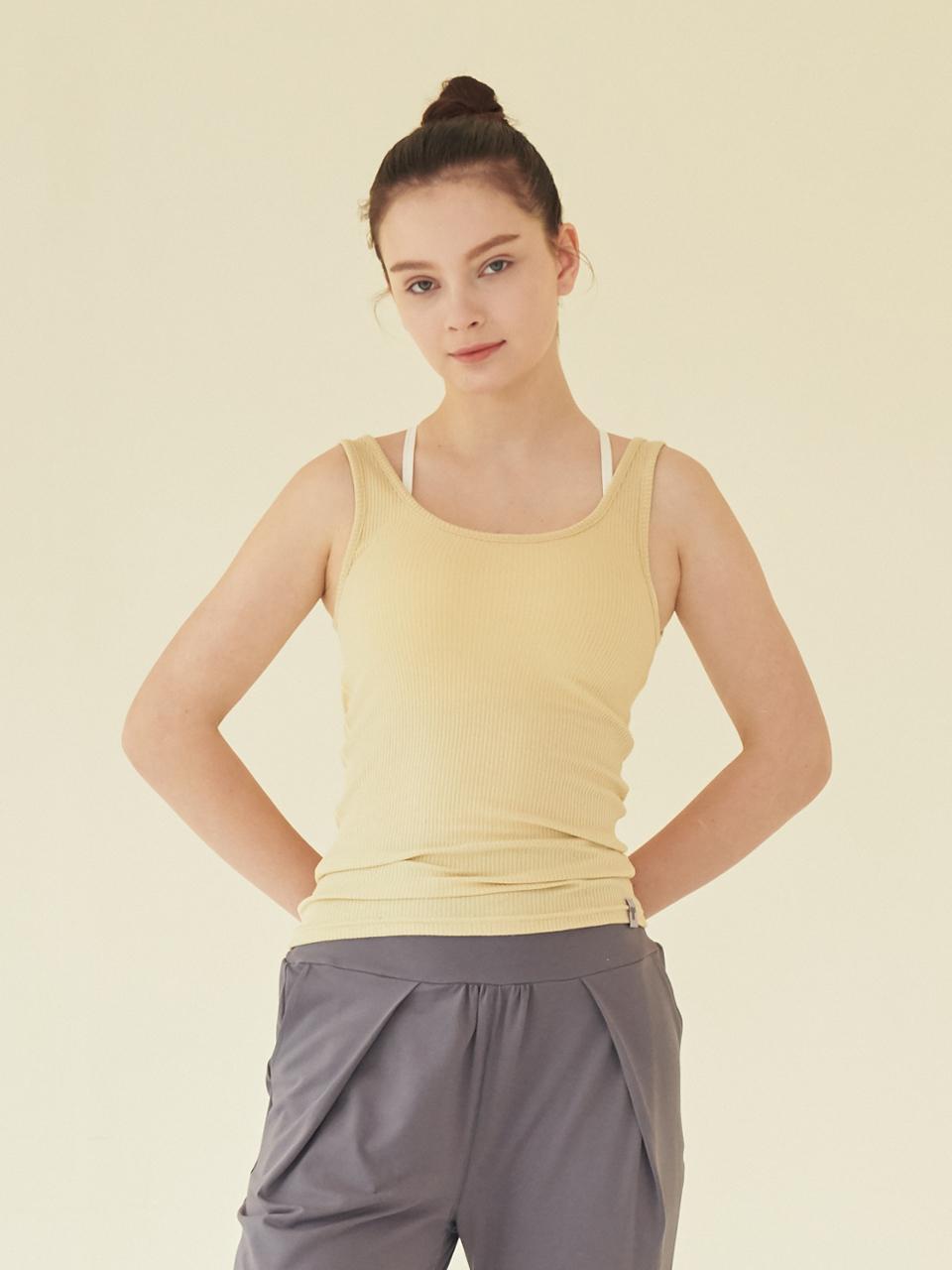 Restful Ribbed Tank Top Pastel Yellow