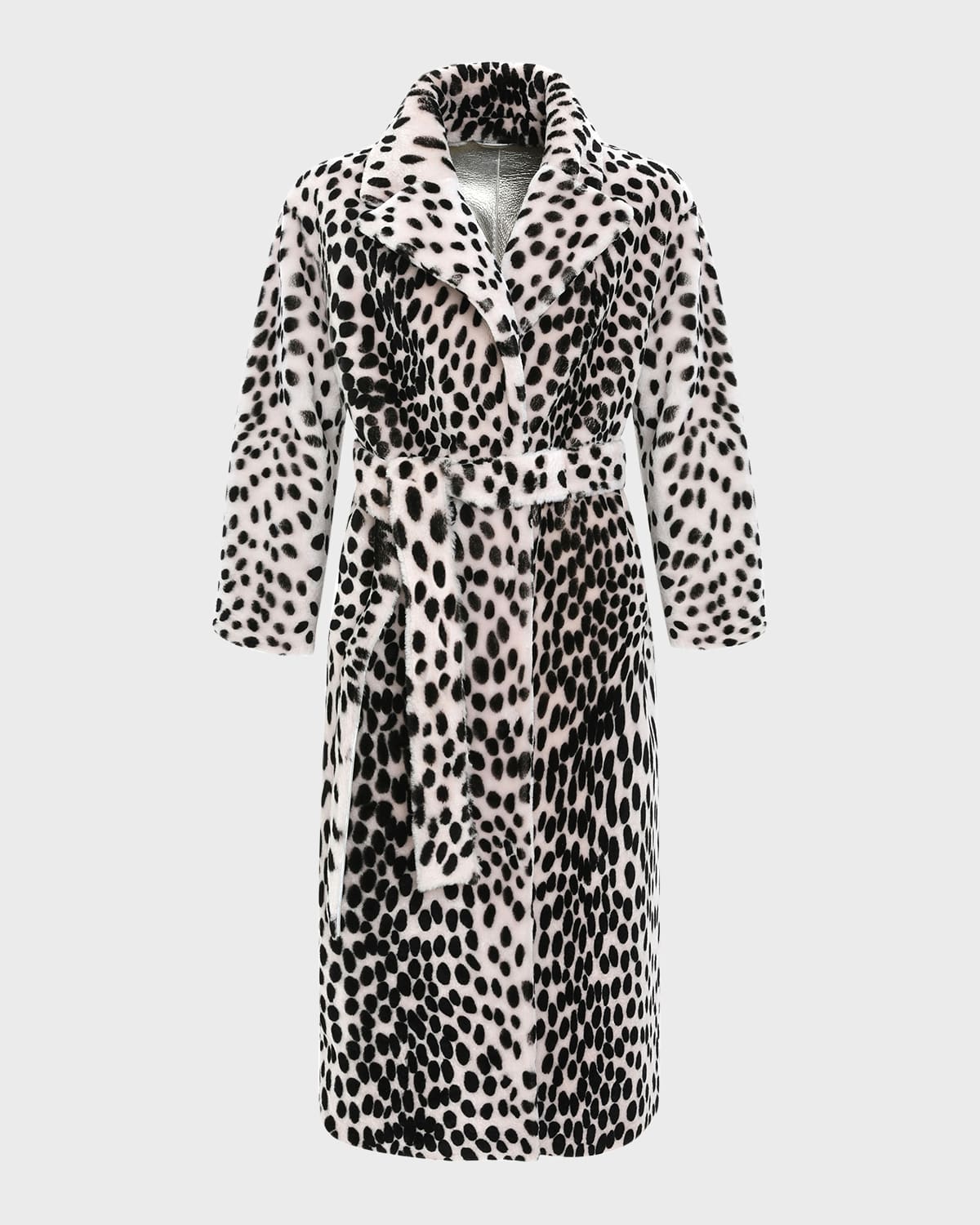 Reversible Spotted Select Shearling Lamb Belted Coat