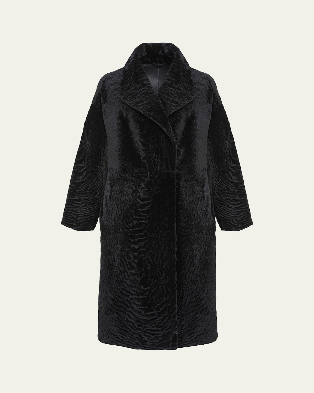 Reversible Textured Shearling Lamb Coat