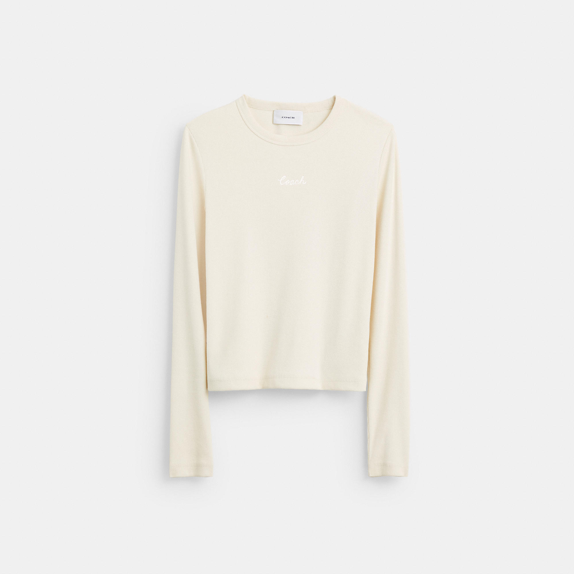 Ribbed Long Sleeve Shirt With Coach Embroidery