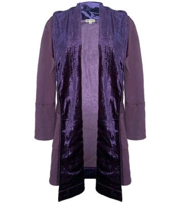 Ribbon Heart Women's Oversized Jacket with Velvet Shawl Collar and Drawstring Waist