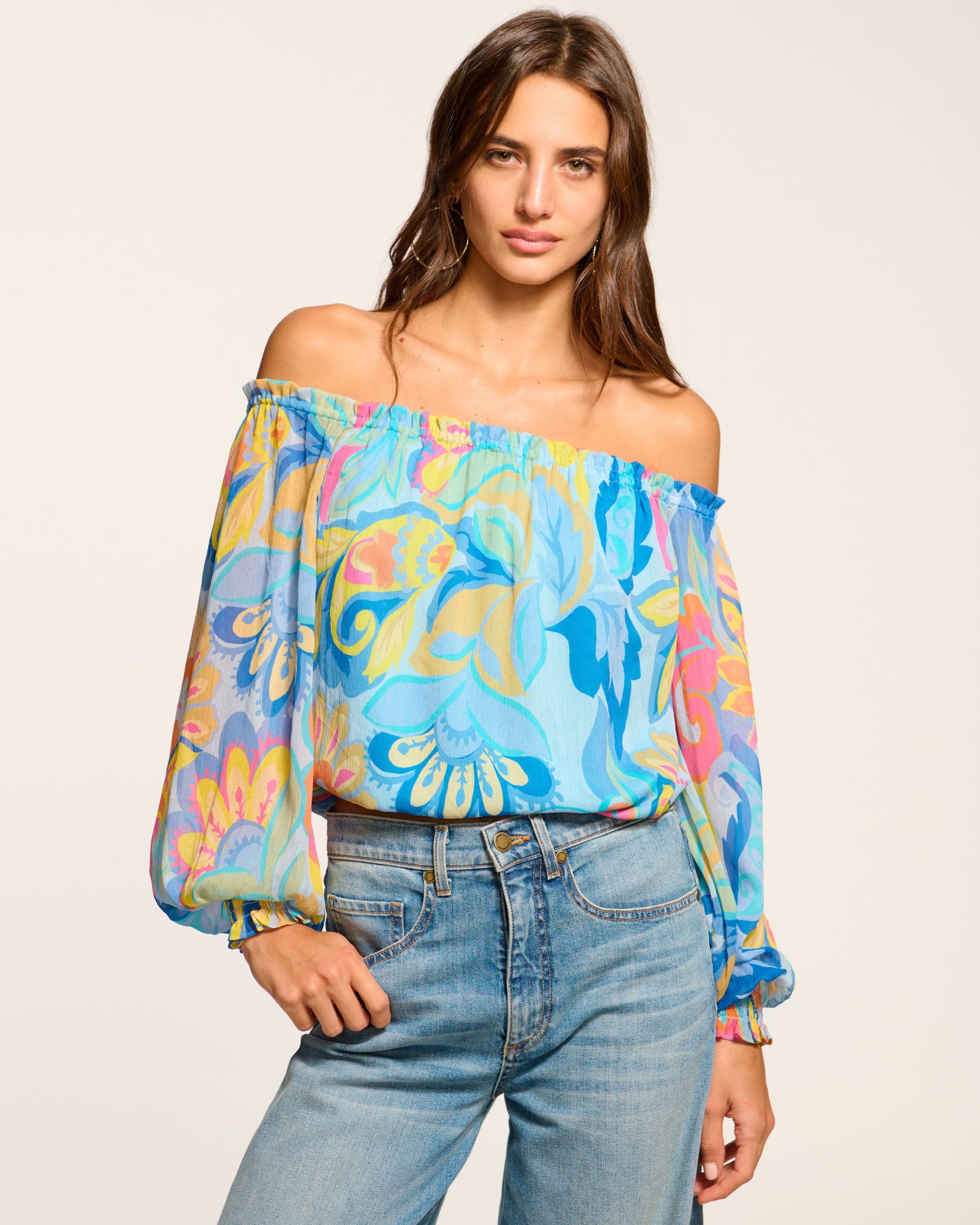 Rico Off-The-Shoulder Top in Watercolor Floral