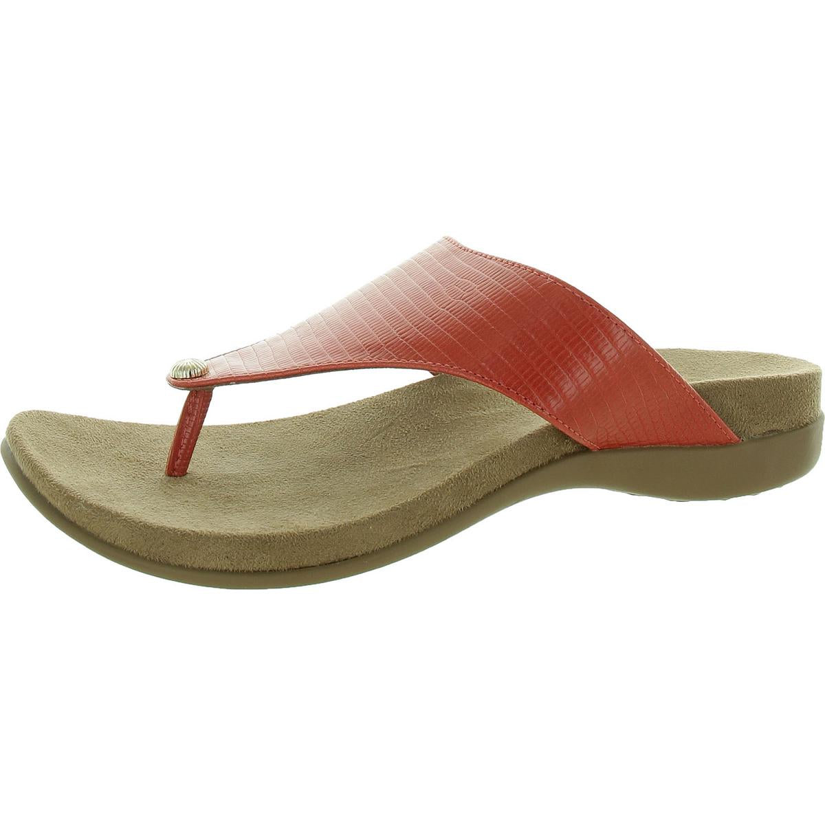 Riioo Womens Faux Leather Slip On Flip-Flops