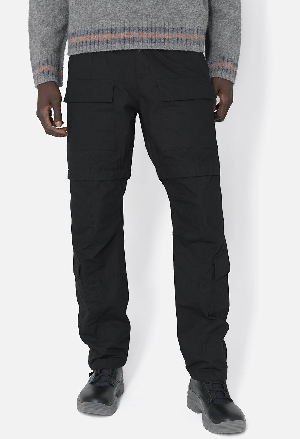 Rip Stop Zip Cargo Pant / Black