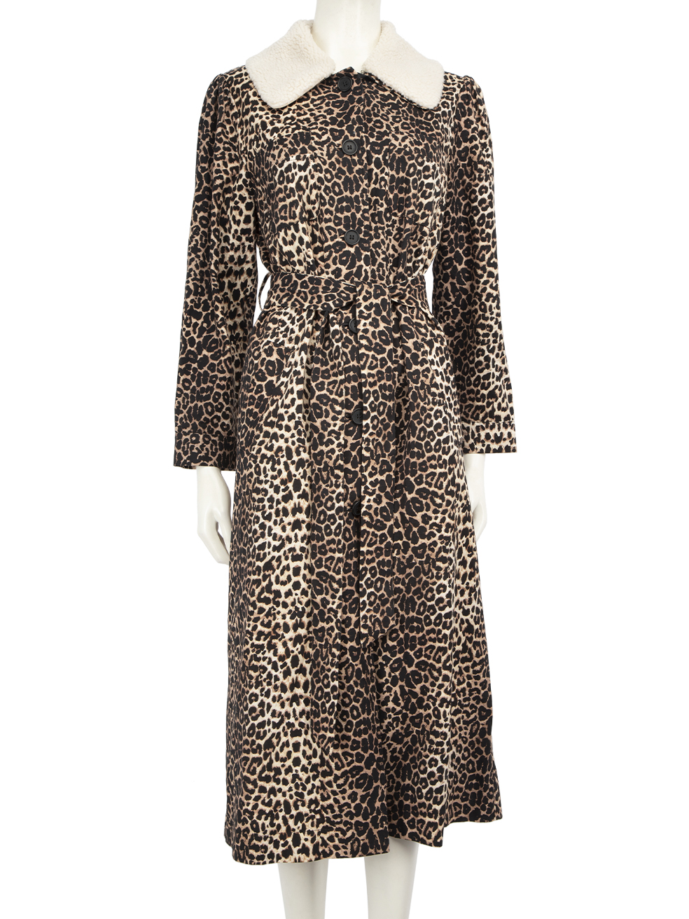 Rixo Leopard Print Shearling Trim Coat