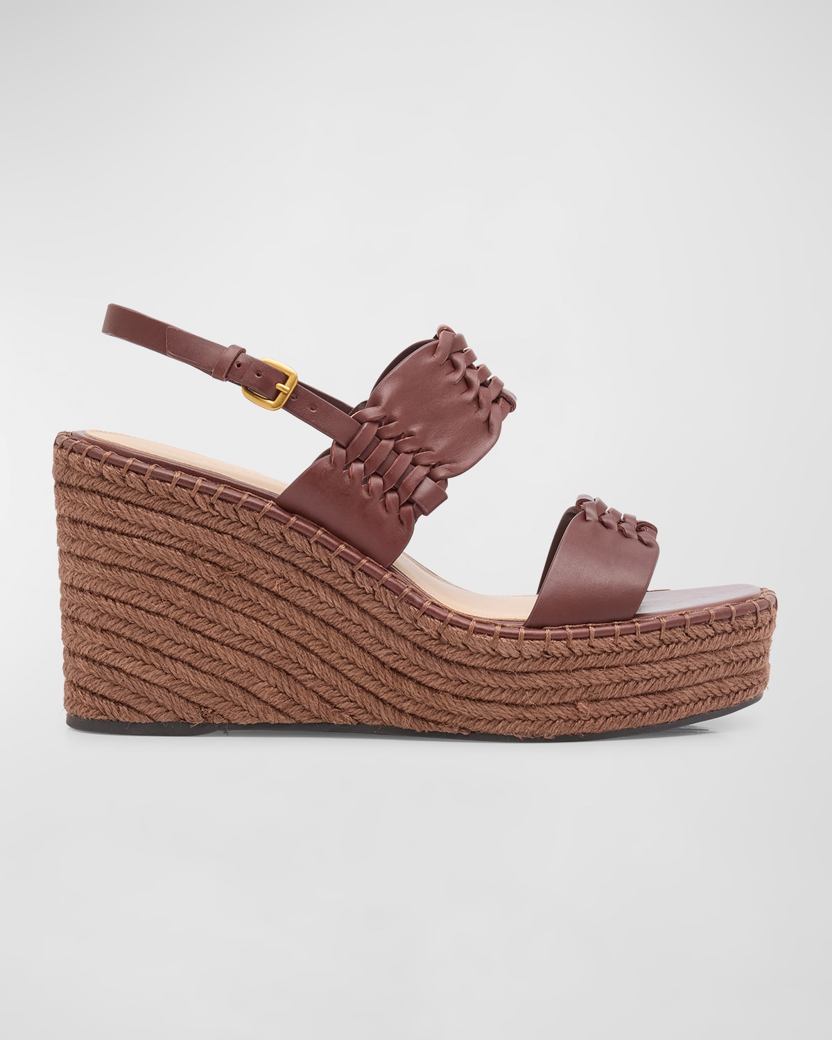 Riya Woven Leather Wedge Espadrilles