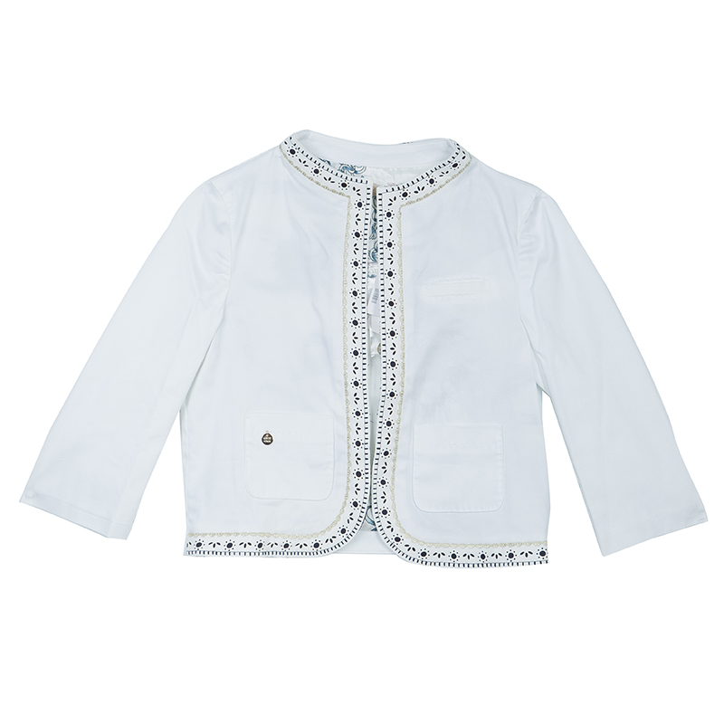 Roberto Cavalli Angels White Leather-Trim Jacket 8 Yrs