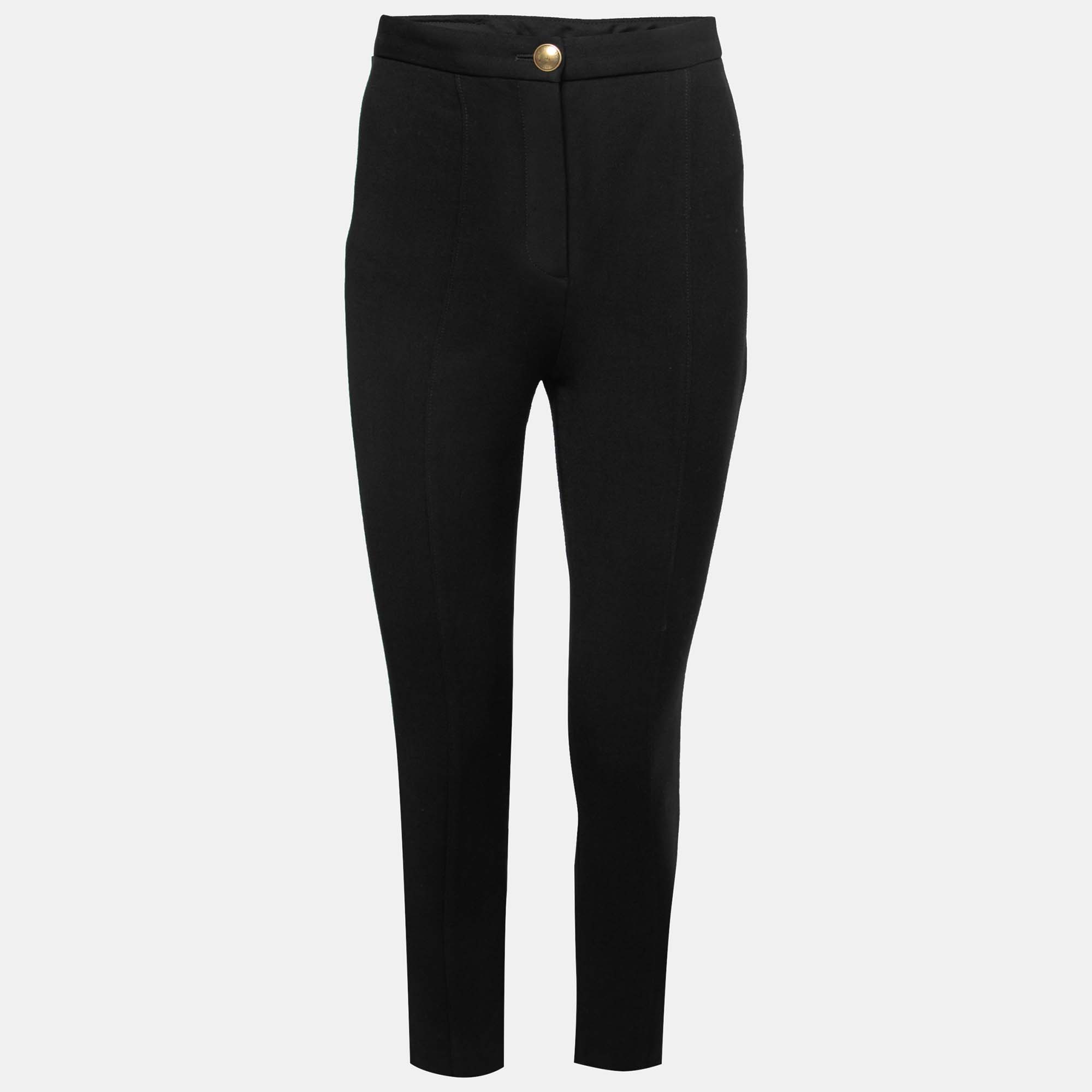 Roberto Cavalli Black Crepe Skinny Trousers S