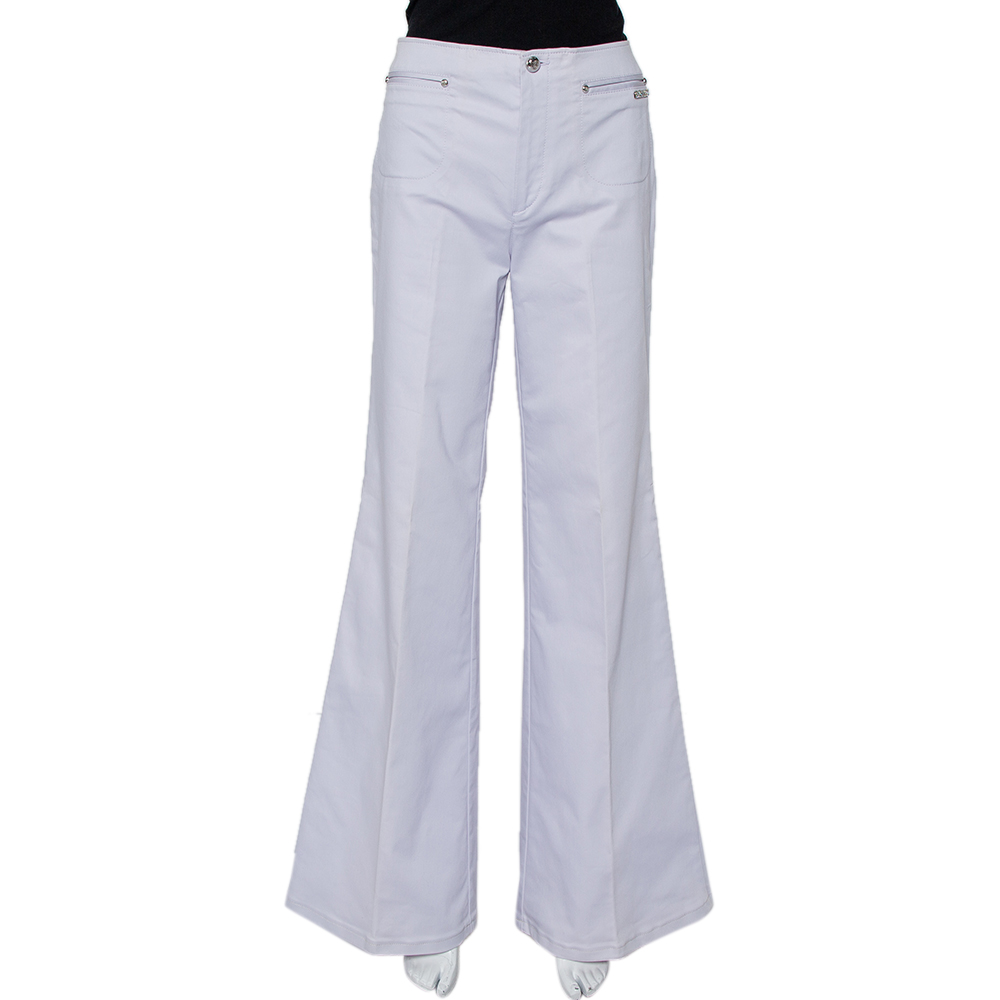 Roberto Cavalli Lavender Cotton Bootcut Trousers L