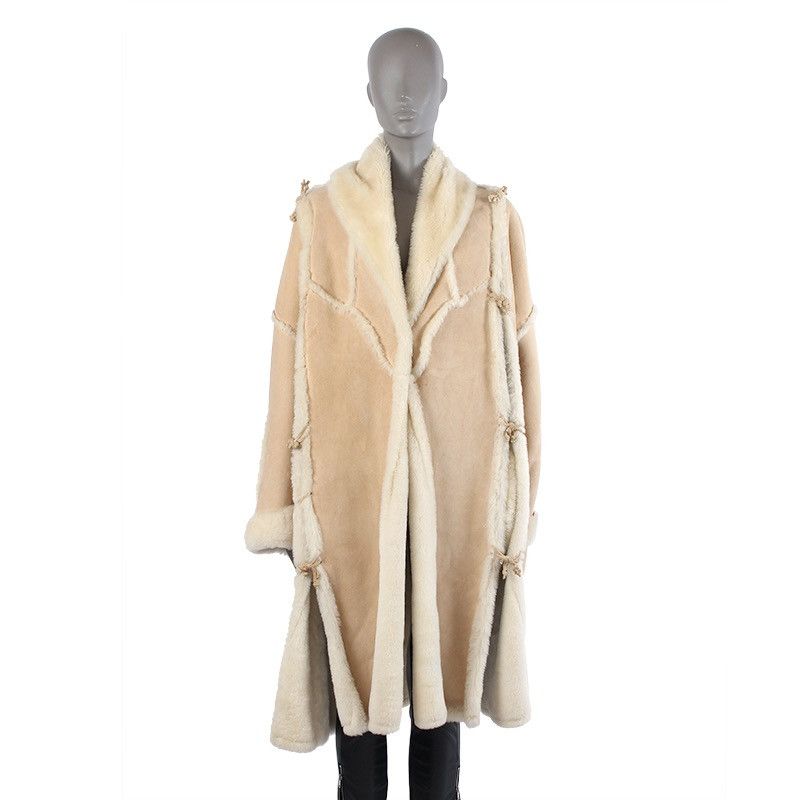 Roberto Cavalli Shearling Sheepskin Leather Coat Women'S in Beige, Women's (Size Medium)